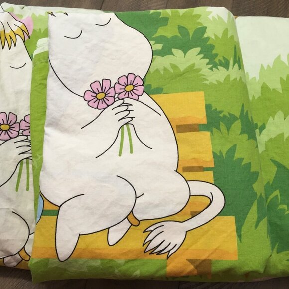 Moomin Floren Characters Twin  Flat Sheet & Duvet Bedding Hippo Kawaii Animation - Picture 4 of 5